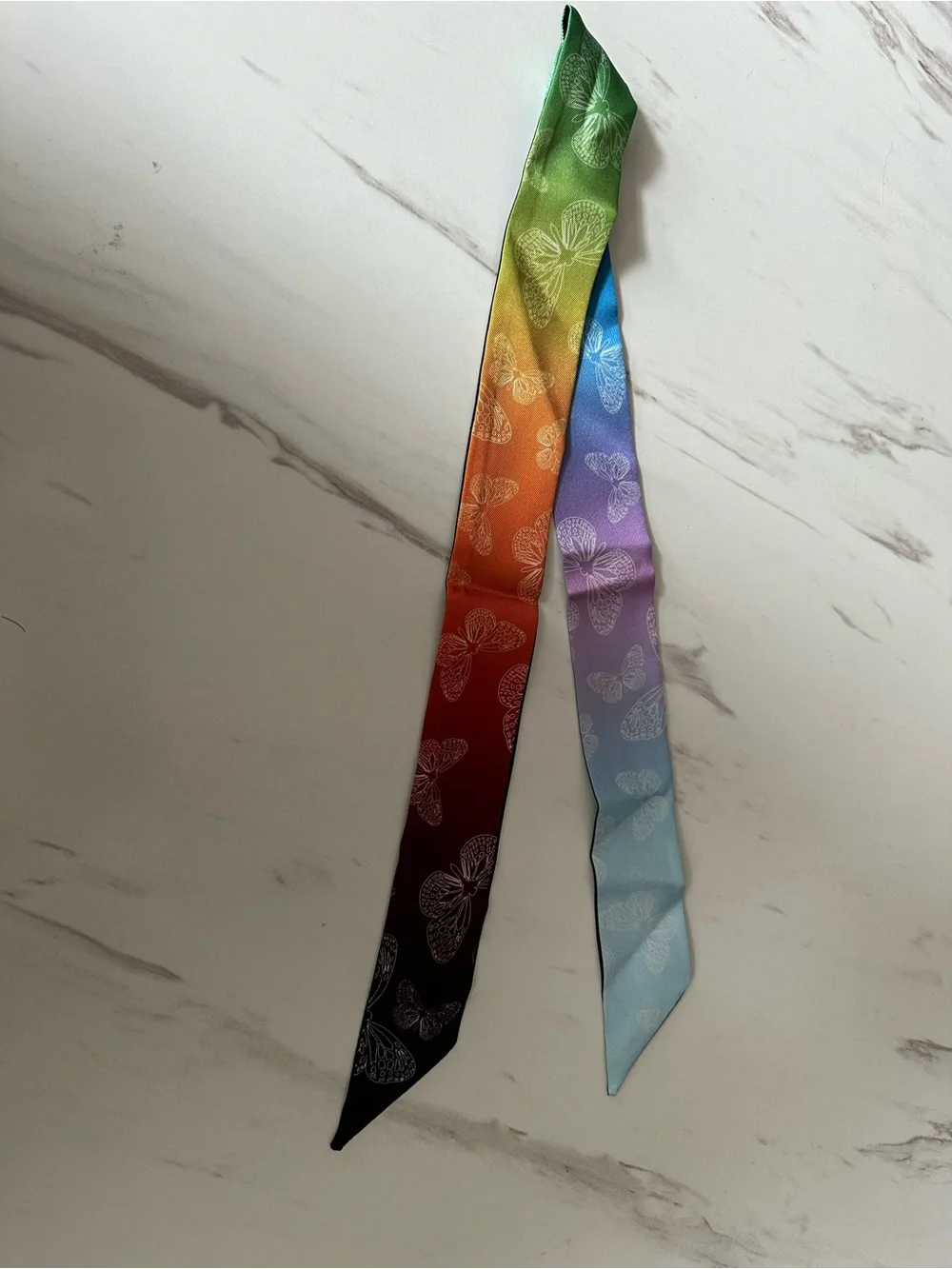 Neiman Marcus Rainbow Butterfly Silk Scarf Tie